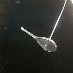 Antique silver tennis racket hat pain
